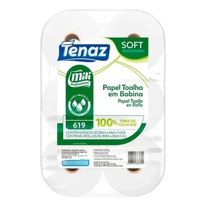 Papel Toalha Bobina Tenaz Soft Fd 6X200M 100% Mili