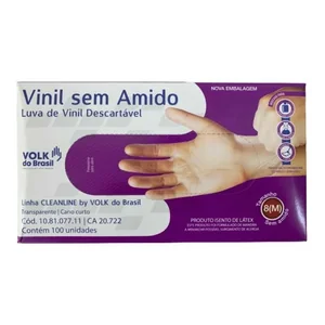 Luva Vinil S/Amido 100un Volk - M