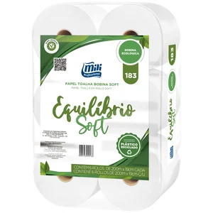 Papel Toalha Bobina Equilibrio 20g 200Mx19Cm 6 Rol