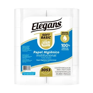 Papel Higienico Rolao Fs 8X300M Elegans Soft Basic Mili